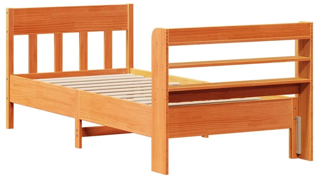 Cama sem colchão 90x200 cm pinho maciço castanho-mel