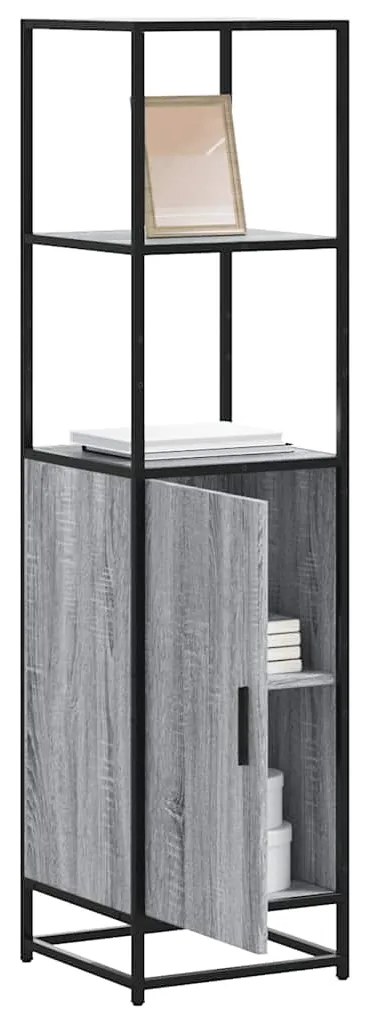 vidaXL Armário alto 35,5x35x139 cm madeira e metal cinza sonoma