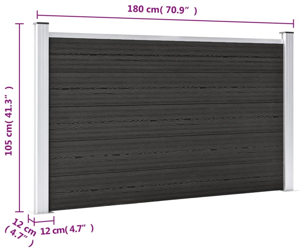Painel de vedação para jardim 180x105 cm WPC cinzento