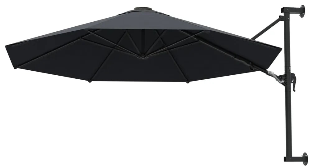 Guarda-sol de parede com mastro de metal 300 cm antracite