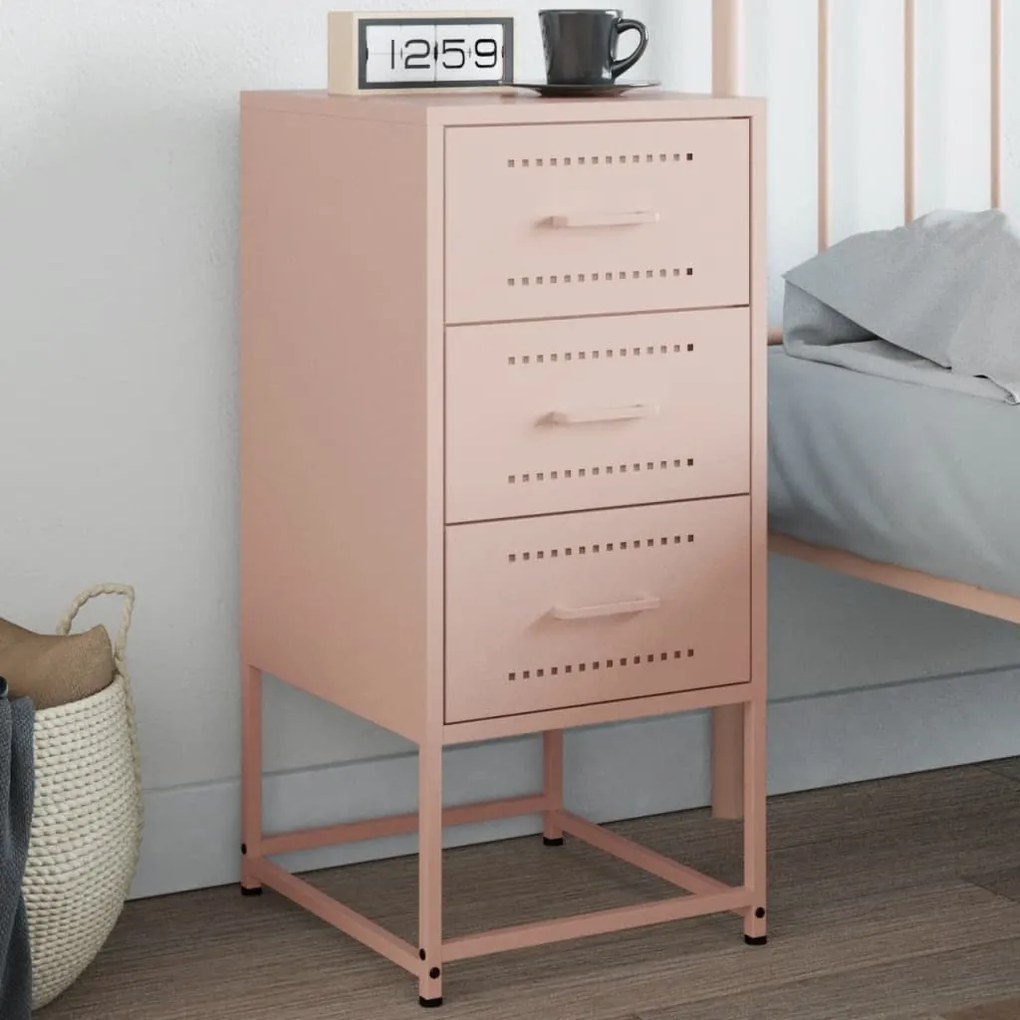 vidaXL Mesa de cabeceira 36x39x78 cm aço rosa