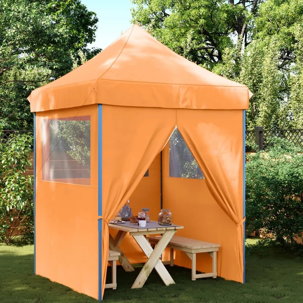 vidaXL Tenda para festas pop-up dobrável c/ 4 paredes laterais laranja