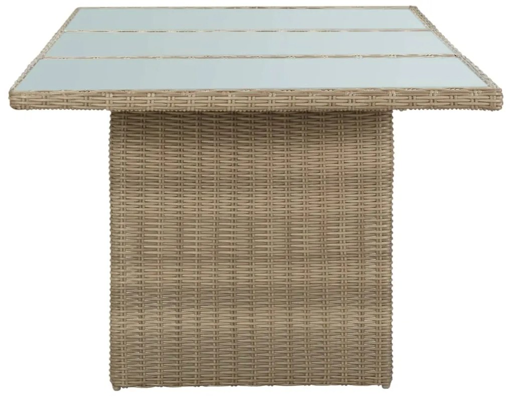 Mesa de jantar jardim 200x100x74 cm vidro e vime PE castanho