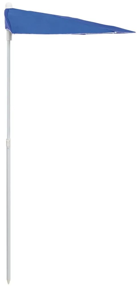 Guarda-sol semicircular com mastro 180x90 cm azul-ciano