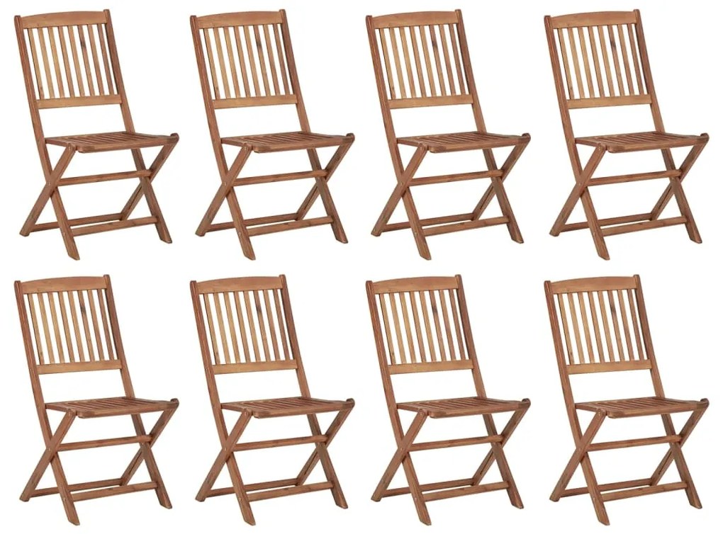 vidaXL Cadeiras de exterior dobráveis 8 pcs madeira de acácia maciça