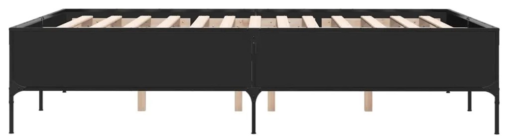 Estrutura de cama 120x200 cm derivados de madeira/metal preto