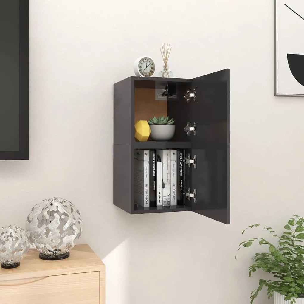 804488 vidaXL Móvel de TV de parede 2 pcs 30,5x30x30 cm cinzento