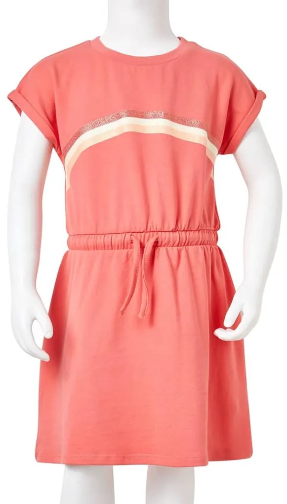 Vestido de criança com cordão cor coral 140