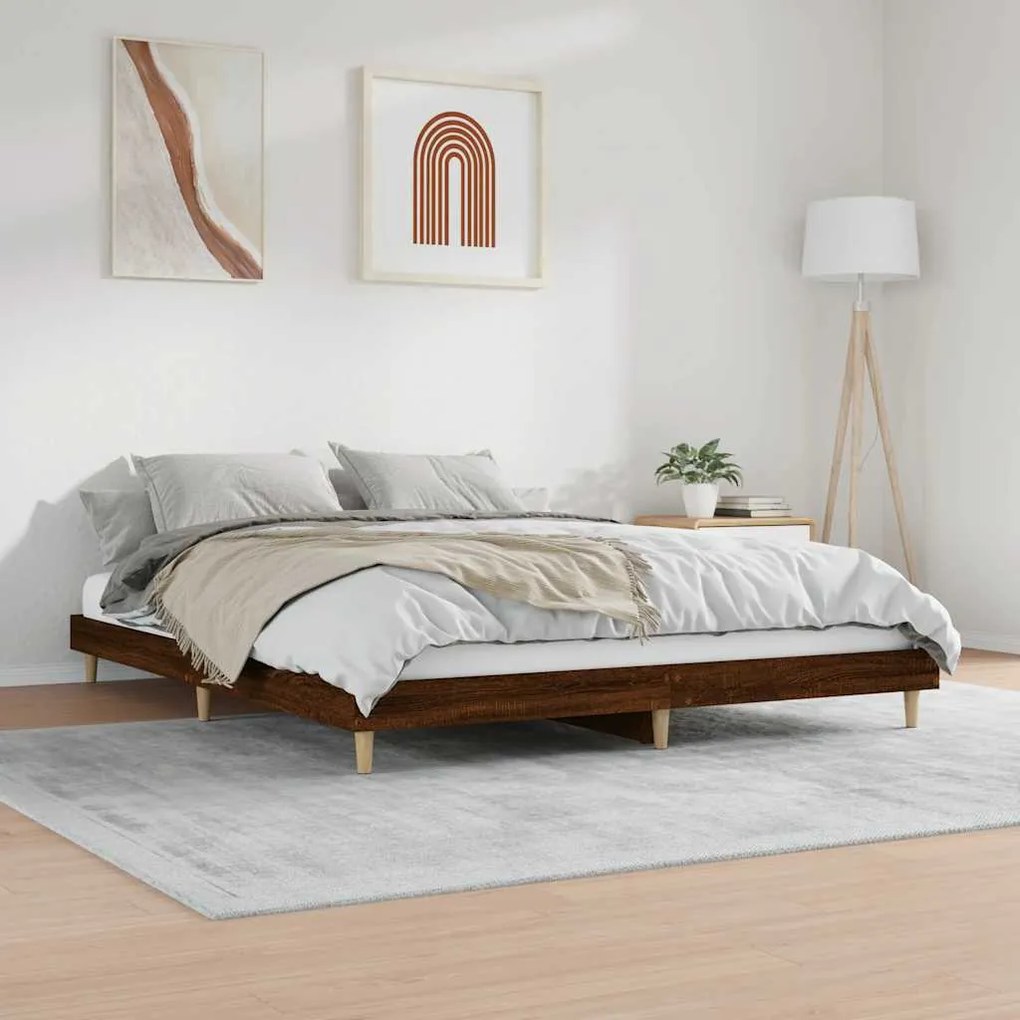 Estrutura cama s/ colchão derivados madeira carvalho castanho