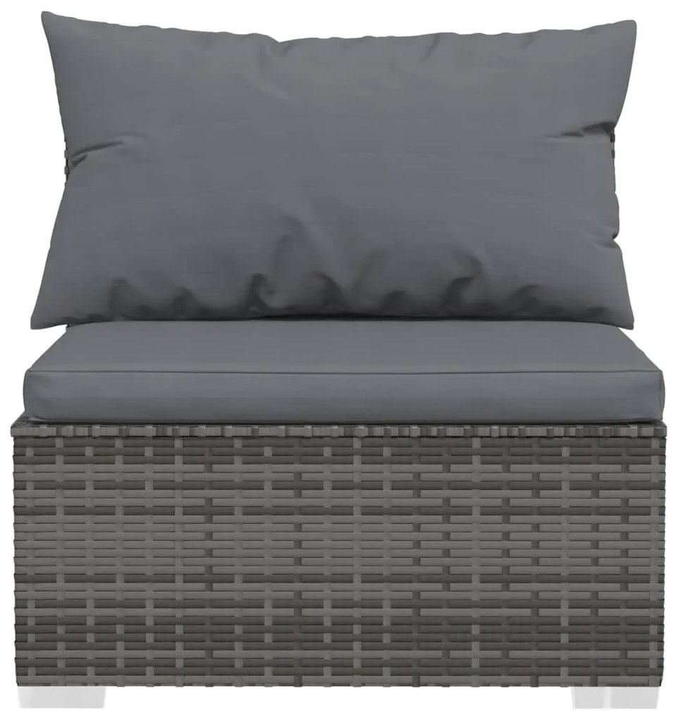 5 pcs conjunto lounge de jardim c/ almofadões vime PE cinzento