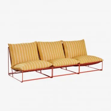 Sofá Modular De Jardim De 3 Peças Amaro Amarelo Mel - Vermelho Argila - Sklum