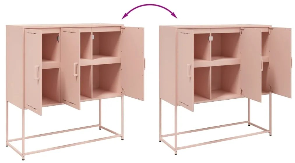 Aparador alto 100,5x39x107 cm aço rosa