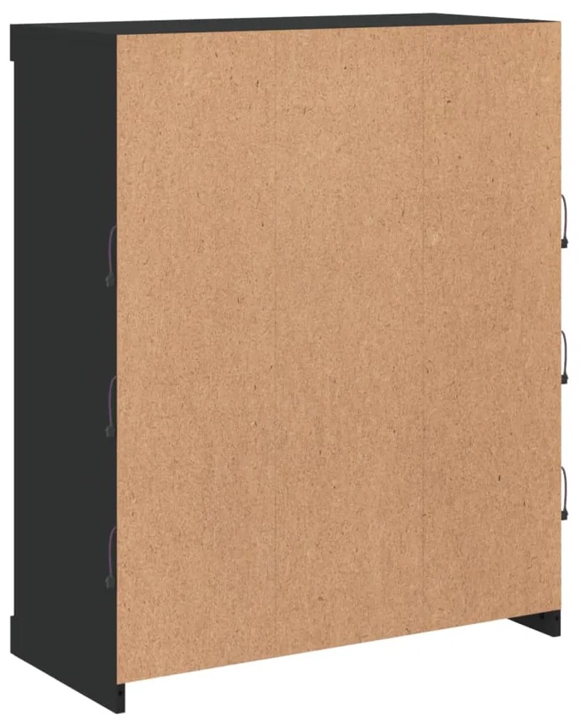 Aparador com luzes LED 81x37x100 cm preto