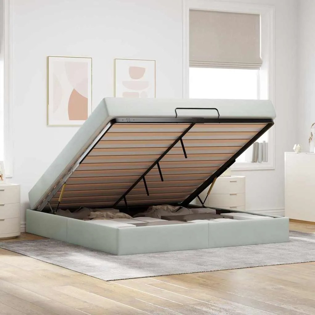 Estrutura da Cama Outros Cinzento-claro 180 x 200 cm Veludo