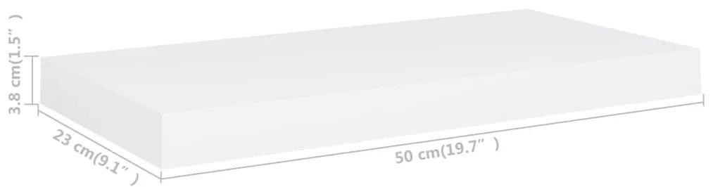 Prateleira de parede suspensa 50x23x3,8 cm MDF branco