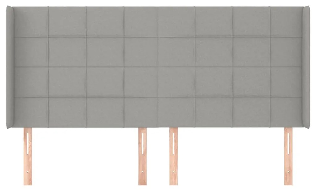 Cabeceira cama c/ abas tecido 183x16x118/128 cm cinzento-claro