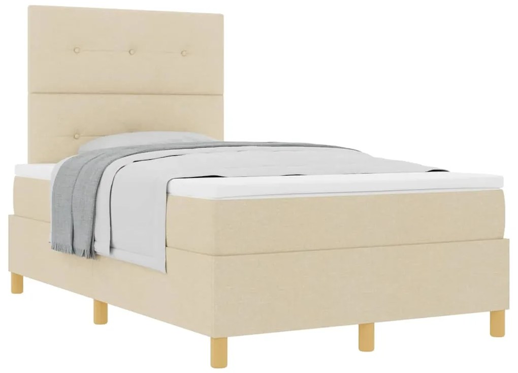 Cama Box Spring com Colchão Creme 120x200 cm Tecido