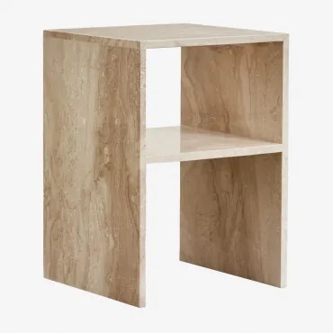 Mesa Lateral Quadrada 35x35 Cm Em Mármore Gabrielle Mármore Creme Bege - Sklum