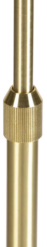 Candeeiro de pé dourado/latão com abajur de linho bege 45 cm - Parte Country / Rústico