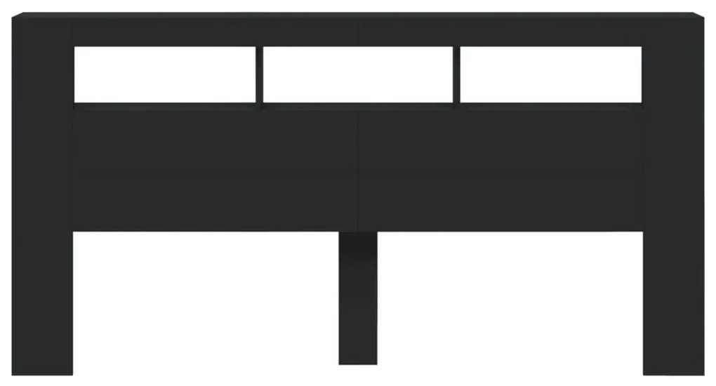 Cabeceira c/ LEDs 200x18,5x103,5 cm derivados de madeira preto