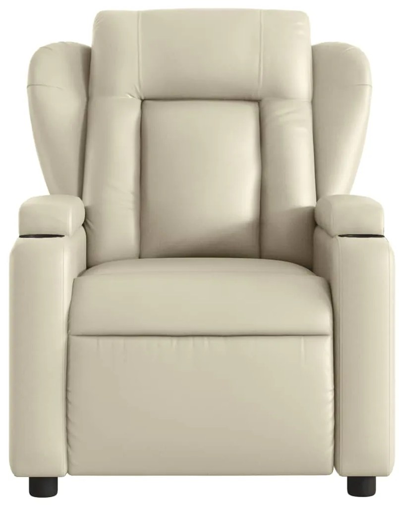 Poltrona reclinável couro artificial cor creme