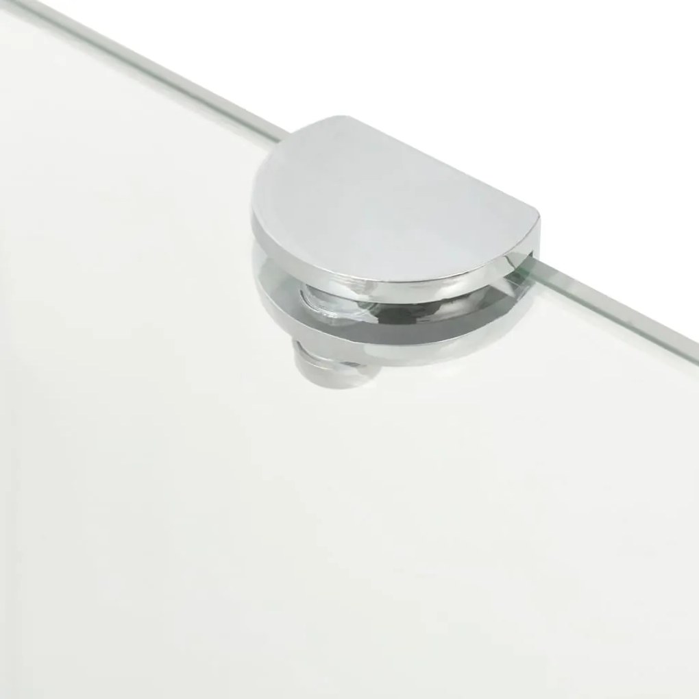 Prateleiras canto 2 pcs suportes cromados 45x45cm vidro transp.