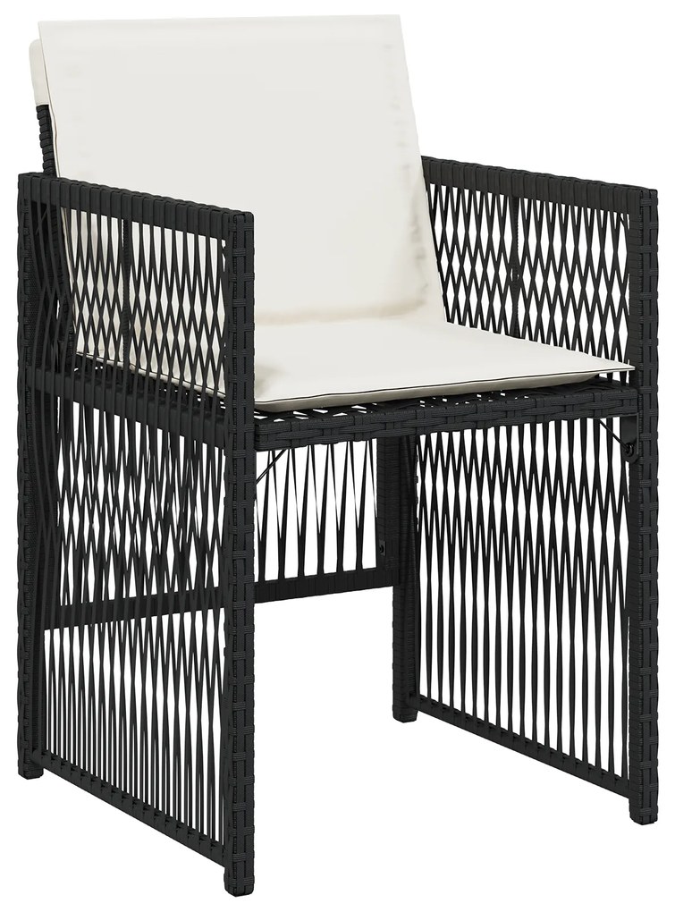 Conjunto de Jantar de 9 Peças vidaXL com Almofadas Rattan Preto