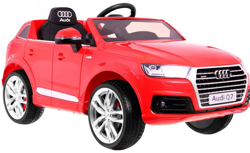 Carro elétrico para Crianças 12V Audi Q7 2 4G New Rodas de EVA, Banco de couro Vermelho