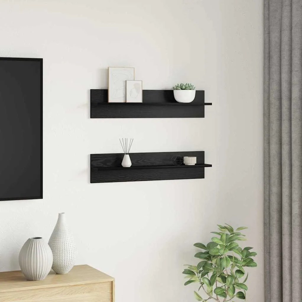 Prateleiras de Parede 2 pcs Carvalho Preto 80 x 11.5 x 18 cm