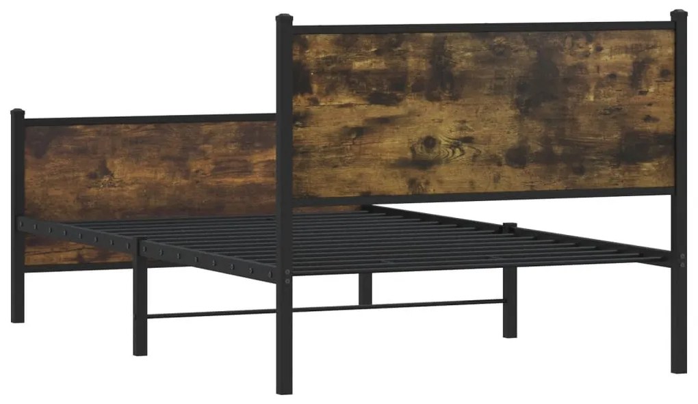 Estrutura de cama sem colchão 107x203 cm metal carvalho fumado