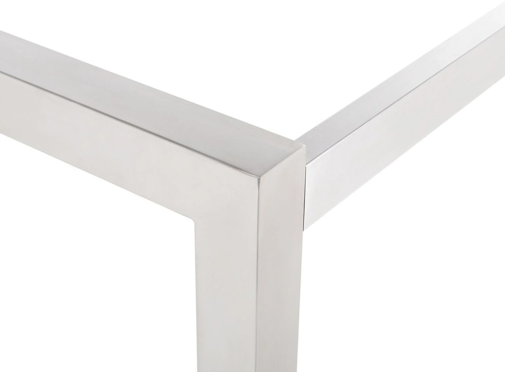 Mesa de refeições em inox e painéis de granito preto flameado 220 x 100 cm GROSSETO Beliani