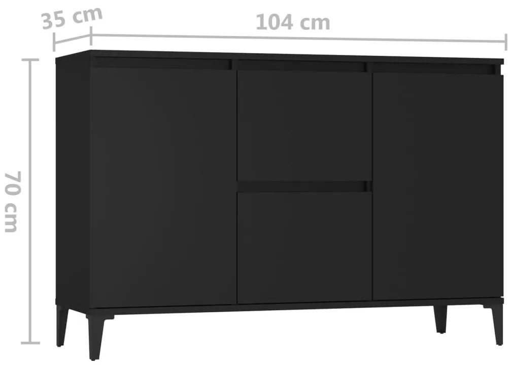 Aparador 104x35x70 cm derivados de madeira preto