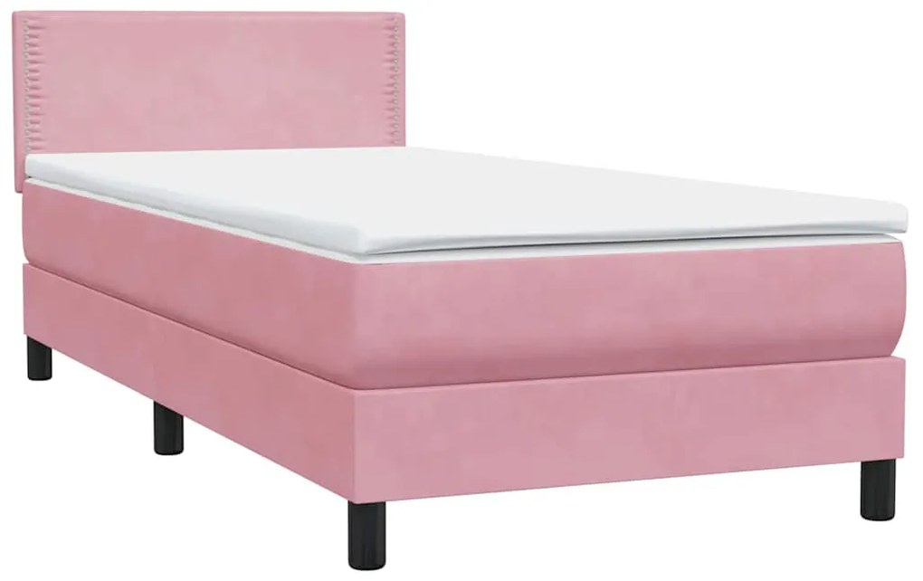 Cama com molas/colchão 100x210 cm veludo rosa