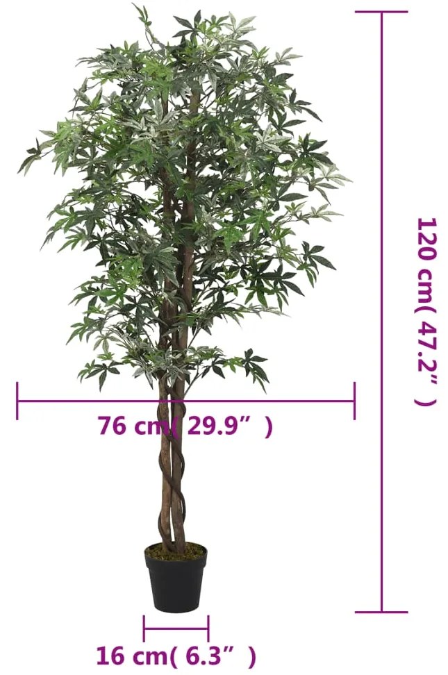 Ácer artificial 336 folhas 120 cm verde