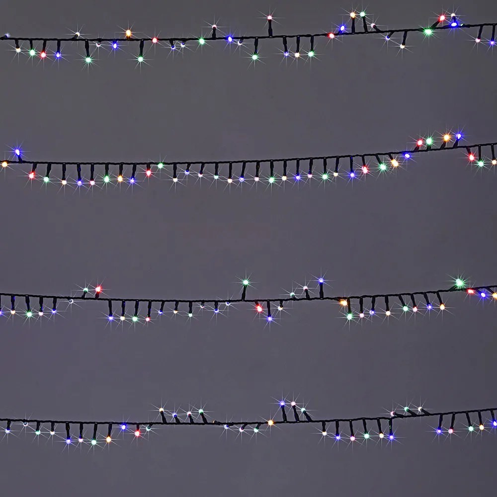 Corrente luminosa de Natal Preta de 60 m com luzes Multicor