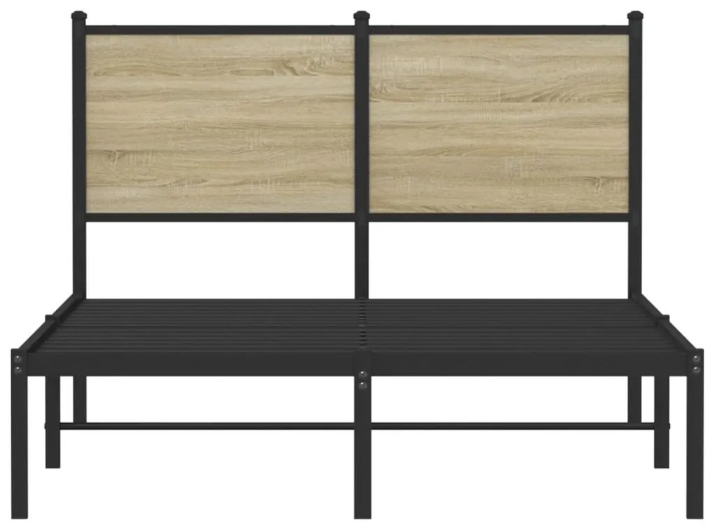 Estrutura de cama sem colchão 120x200 cm metal carvalho sonoma