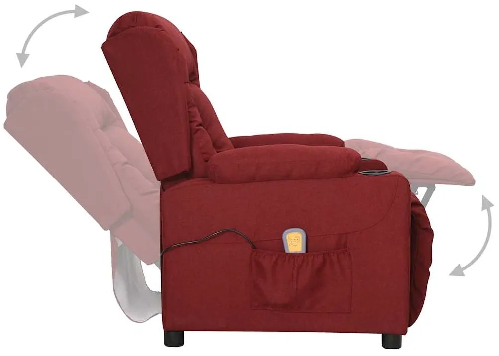 Poltrona elevatória de massagens tecido vermelho tinto