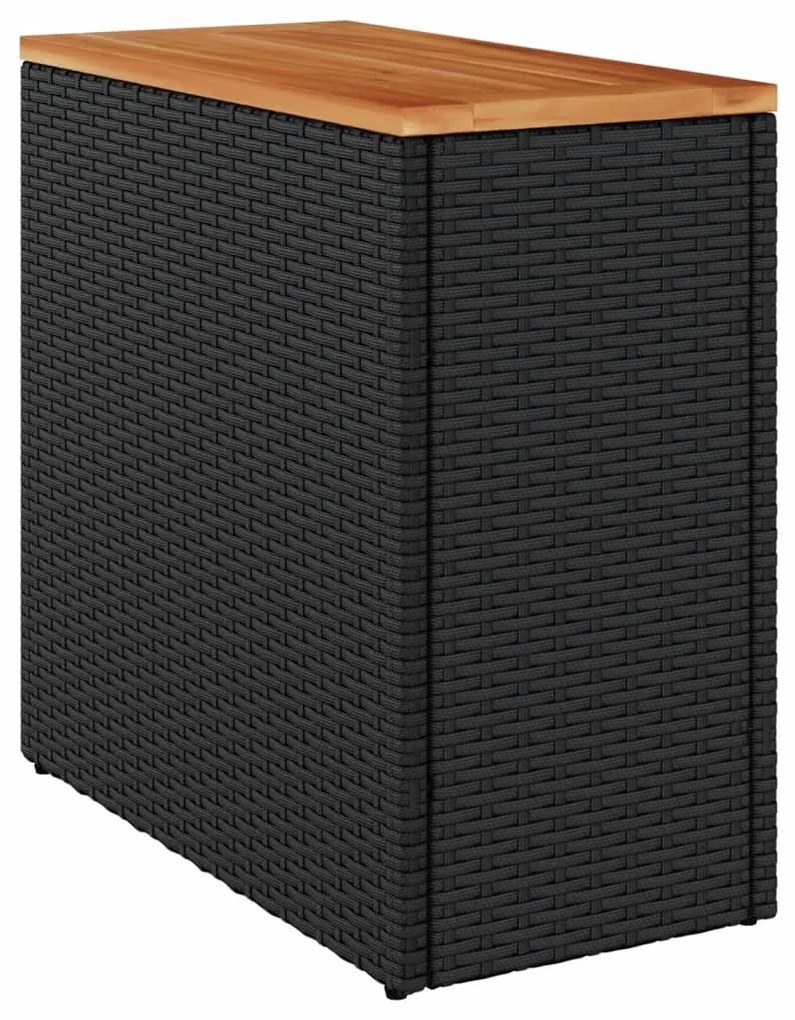 Mesa apoio jardim c/ tampo madeira 58x27,5x55 cm vime PE preto