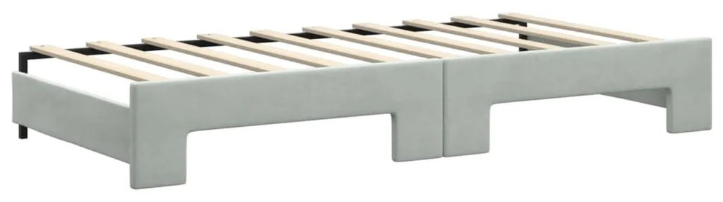 Sofá-cama com gavetão 90x190 cm veludo cinzento-claro