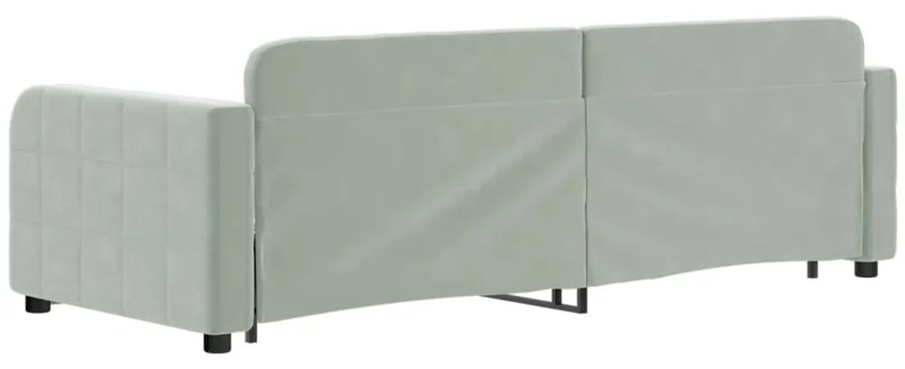 Sofá-cama com gavetão 80x200 cm veludo cinzento-claro