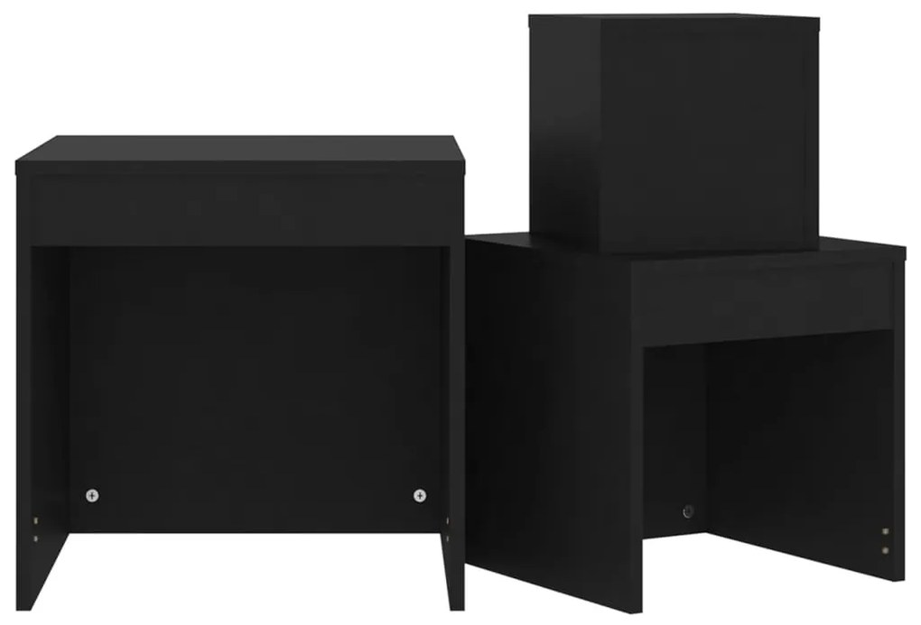 Mesas de encastrar 3 pcs derivados de madeira preto
