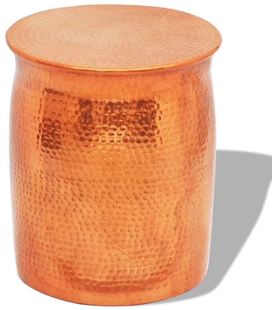 Banco/mesa de apoio em alumínio martelado, cor de latão/cobre