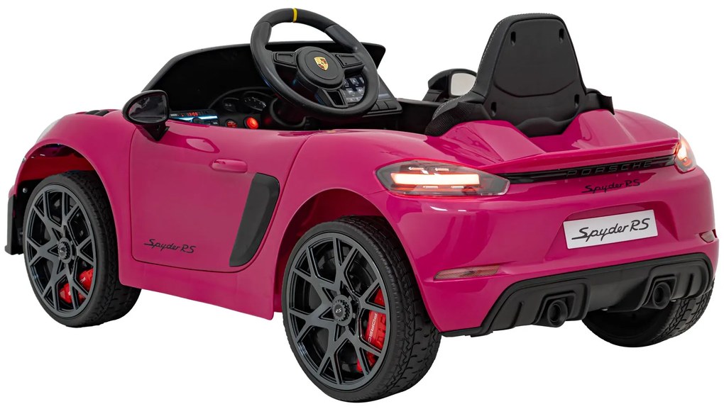 Carro elétrico para Crianças 12V Porsche Spyder RS 718, Rodas Espuma EVA, assento couro ecológico Carga até 30 kg Rosa