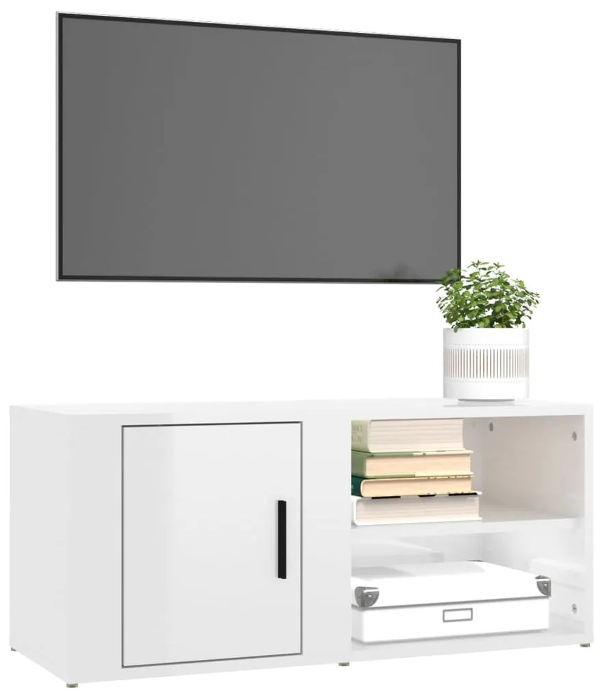 Móveis TV 2pcs 80x31,5x36 cm derivados madeira branco brilhante