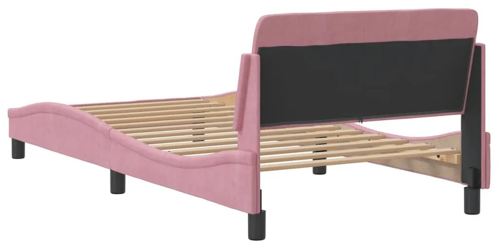 Estrutura cama c/ cabeceira sem colchão 100x200 cm veludo rosa