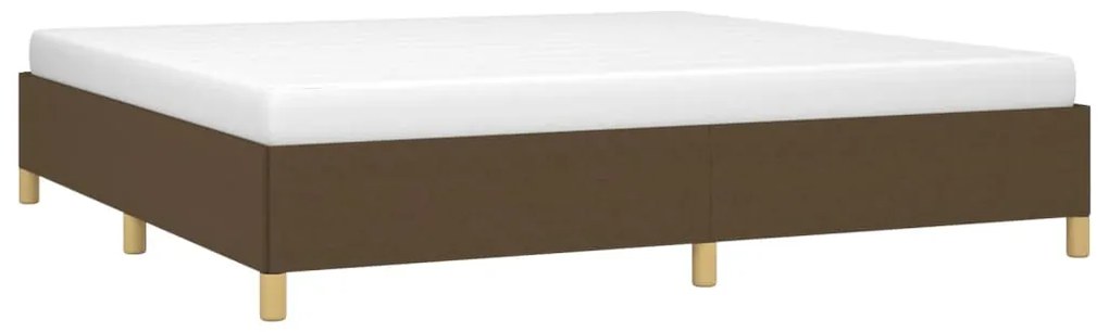 Estrutura de cama sem colchão 200x200 cm tecido castanho-escuro