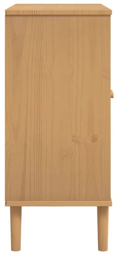 Aparador SENJA aspeto de vime 80x35x80 cm pinho maciço castanho