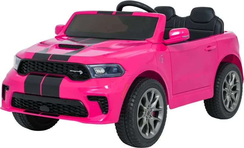 Carro elétrico para Crianças 2 a 5 anos, 12V Dodge Durango Rodas de espuma EVA, assento Couro ecológico e Comando Rosa
