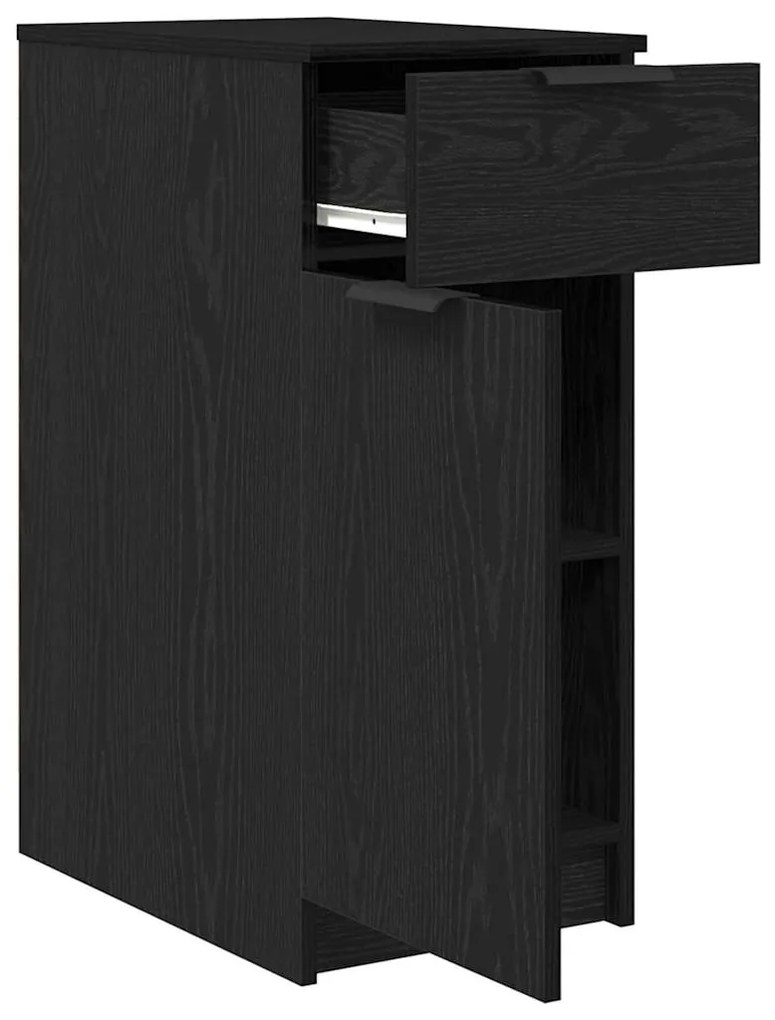 Armário de Mesa vidaXL em Carvalho Preto - 33x50x75 cm - Feito de Made
