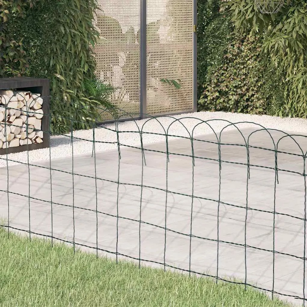vidaXL Cerca divisória para jardim em ferro revestido a pó 10x0,65 m